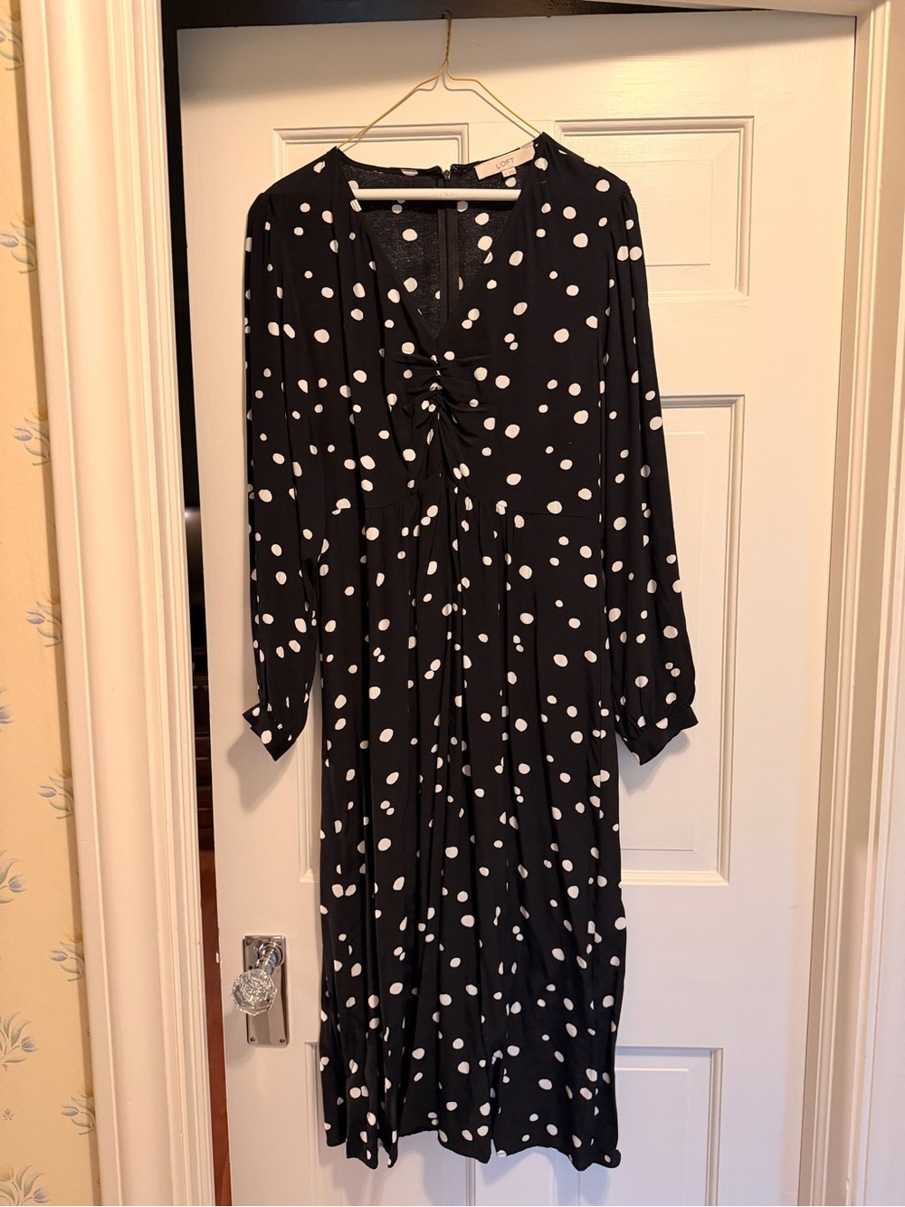 Ann Taylor LOFT Polka Dot Midi Dress - Black/White